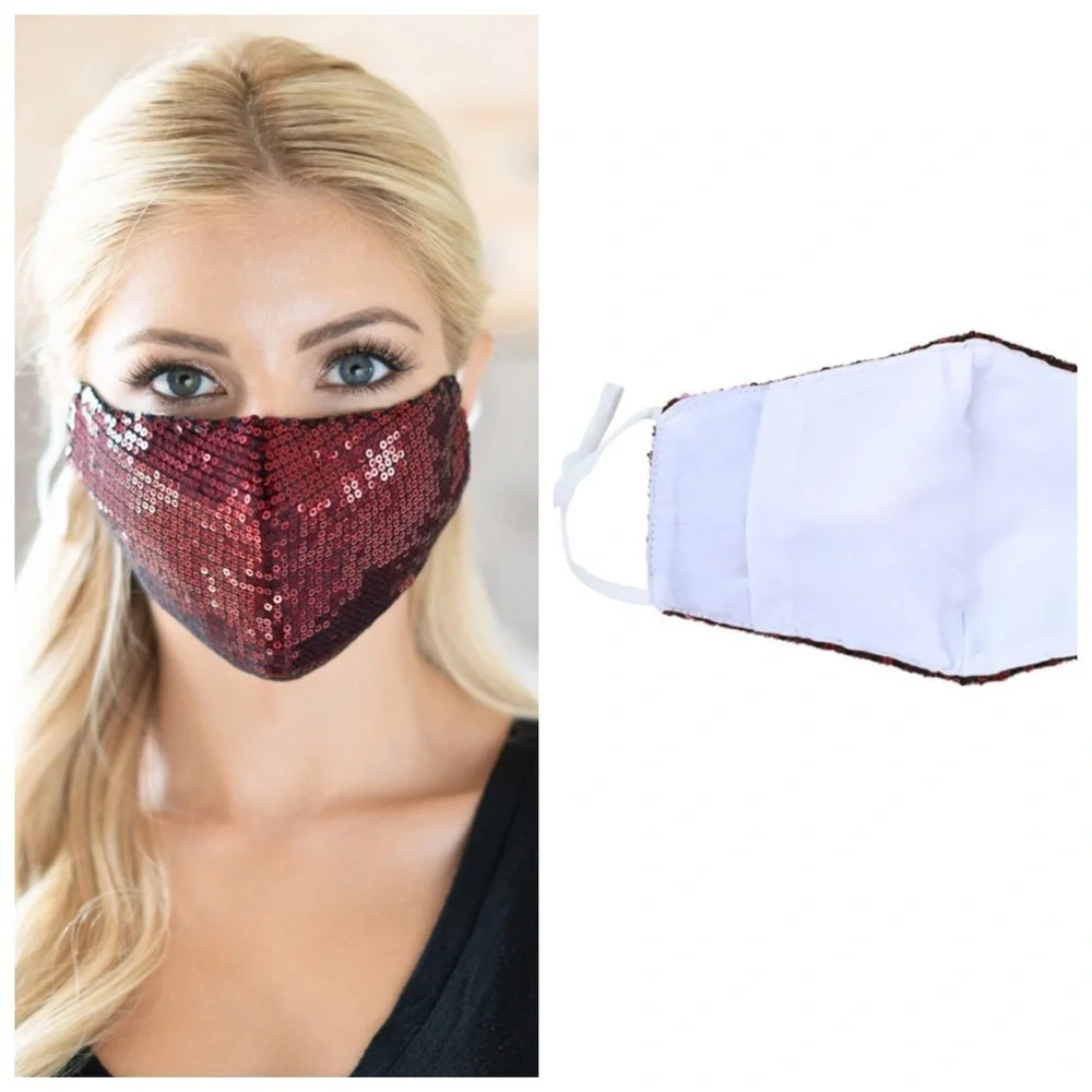 🆕Red & Green sequin washable masks